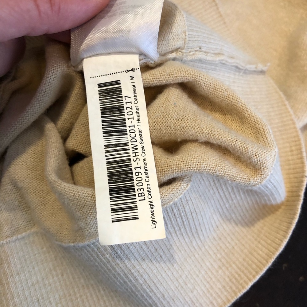 Quince oatmeal cream tan organic cotton cashmere lightweight sweater size Medium - Picture 9 of 14